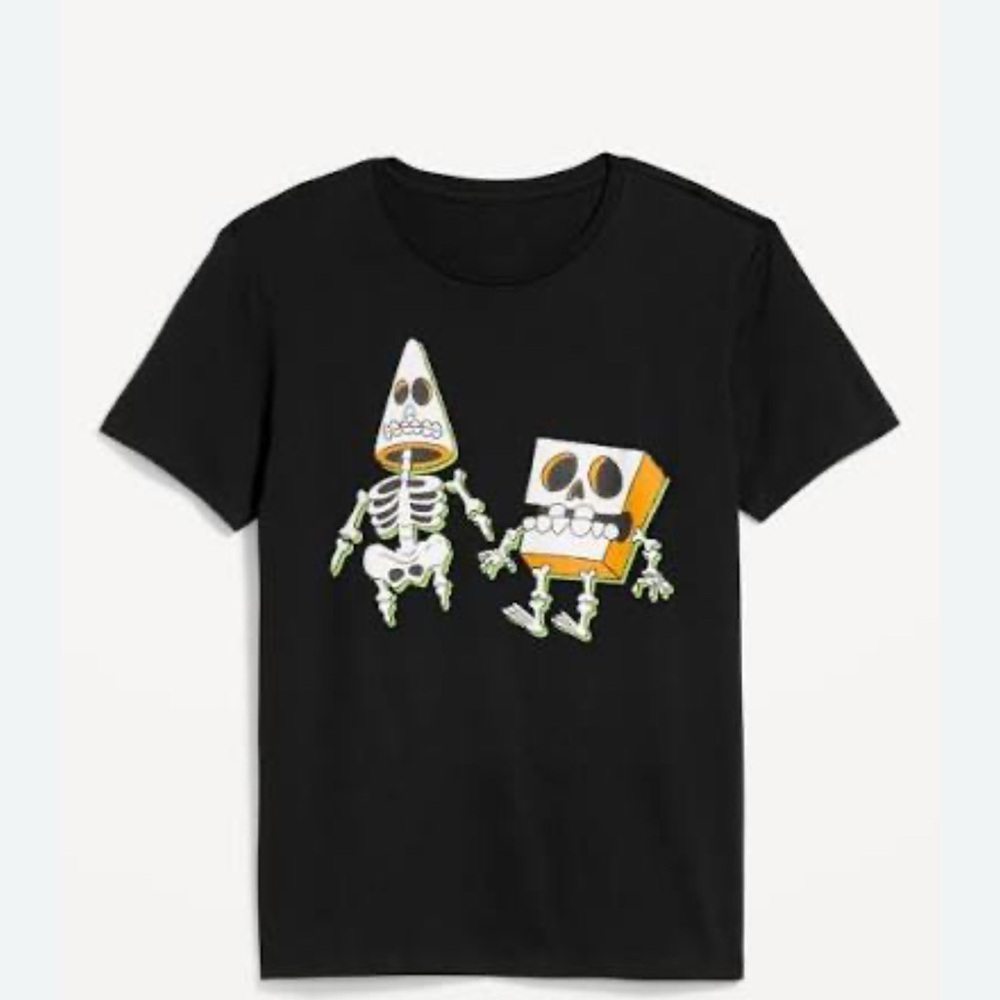 Old Navy SpongeBob / Patrick Kids Black Skeleton Graphic T-Shirt